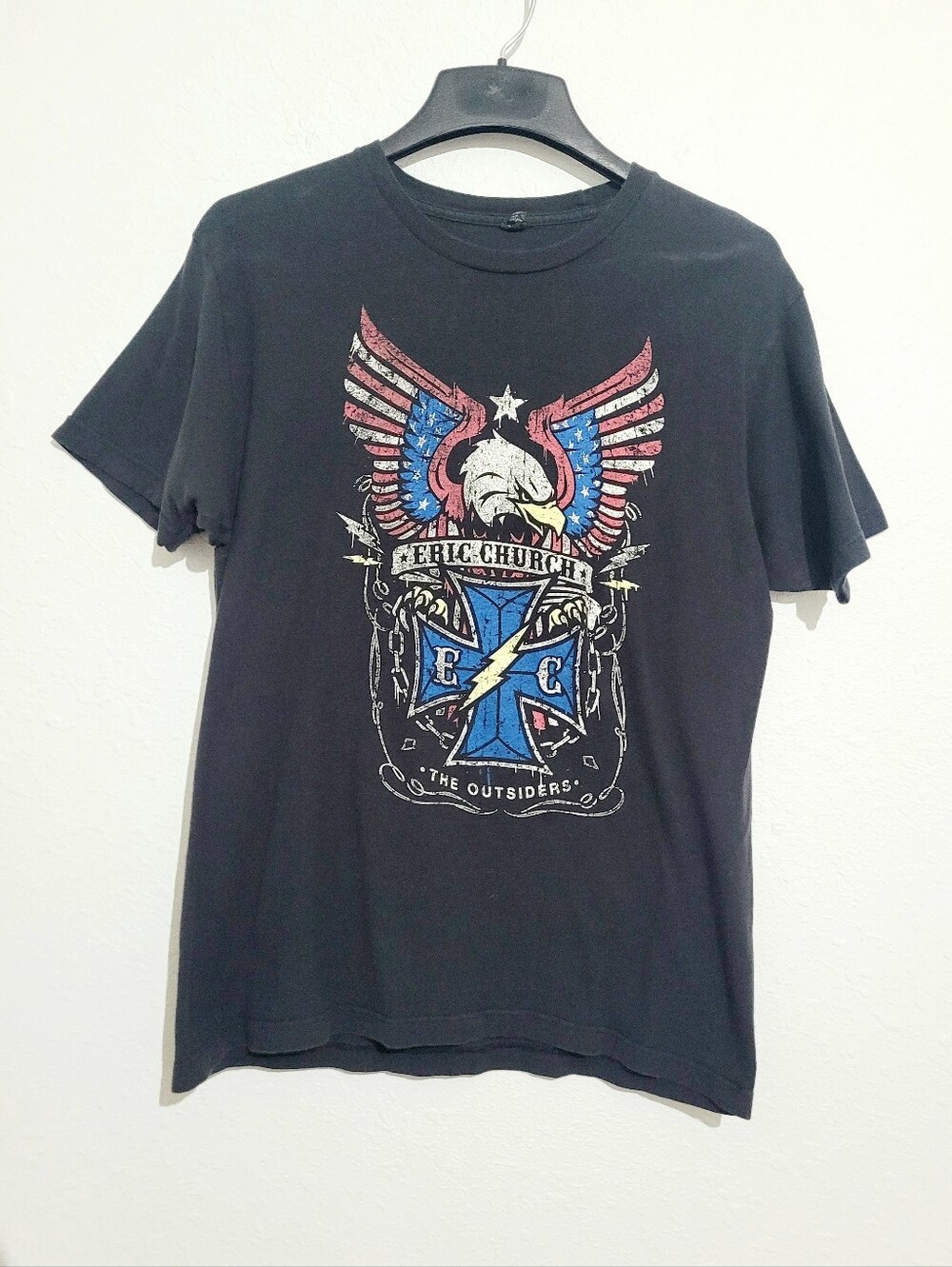 Eric Church The Outsiders World Tour Concert T-Shirt Black Eagle Graphic Size L